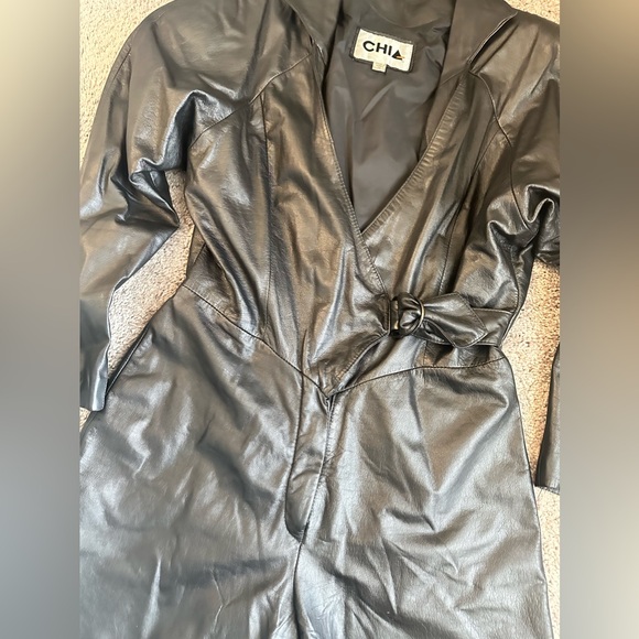Vintage Chia Black Leather Collared Romper size 14 - Picture 5 of 5